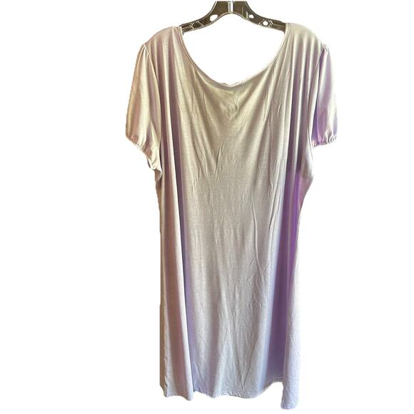 WBQ XXL Light Purple Ruched Slinky Knit Dress Short Sleeve Tie Detail Soft NWT - Picture 5 of 7